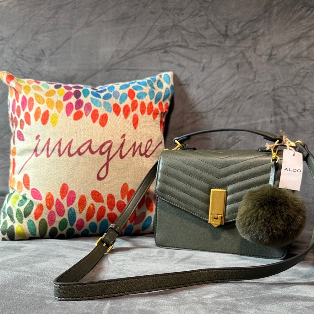 Aldo Olive Crossbody Bag with Gold Hardware